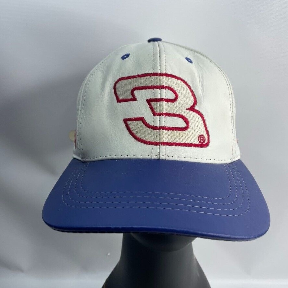 Vintage Chase Authentics JH Design  Dale Earnhardt Jr #3 Leather Cap‎ White/Blue